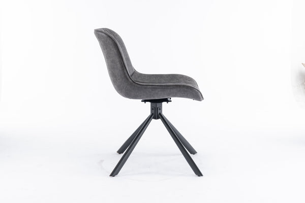 English Elm Mid-Century Modern Swivel Dining Chair Set Of 2 - Elegant Tufted Accents, Metal Legs, Dark Gray T3903P405989