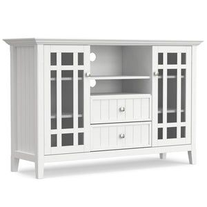 English Elm Bedford Tall TV Media Stand White Pine – Handcrafted, Tempered Glass Doors, Cord Management, Fits 60" TVs B136P261846