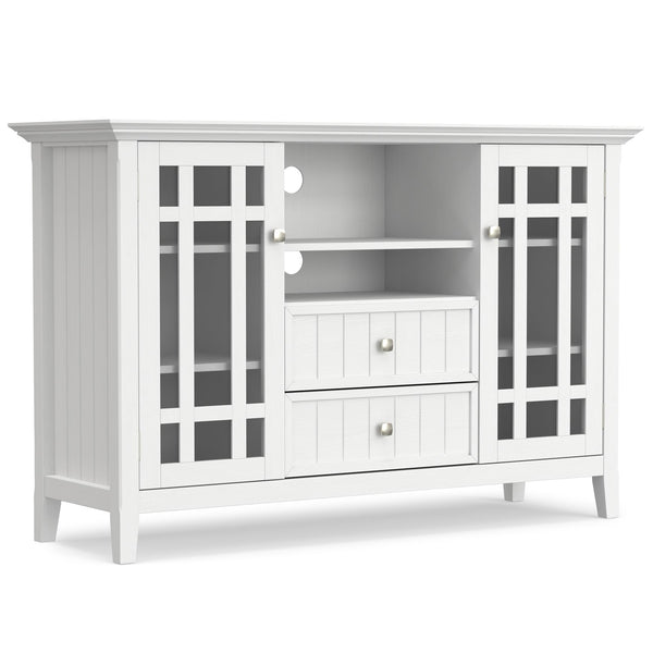 English Elm Bedford Tall TV Media Stand White Pine – Handcrafted, Tempered Glass Doors, Cord Management, Fits 60" TVs B136P261846