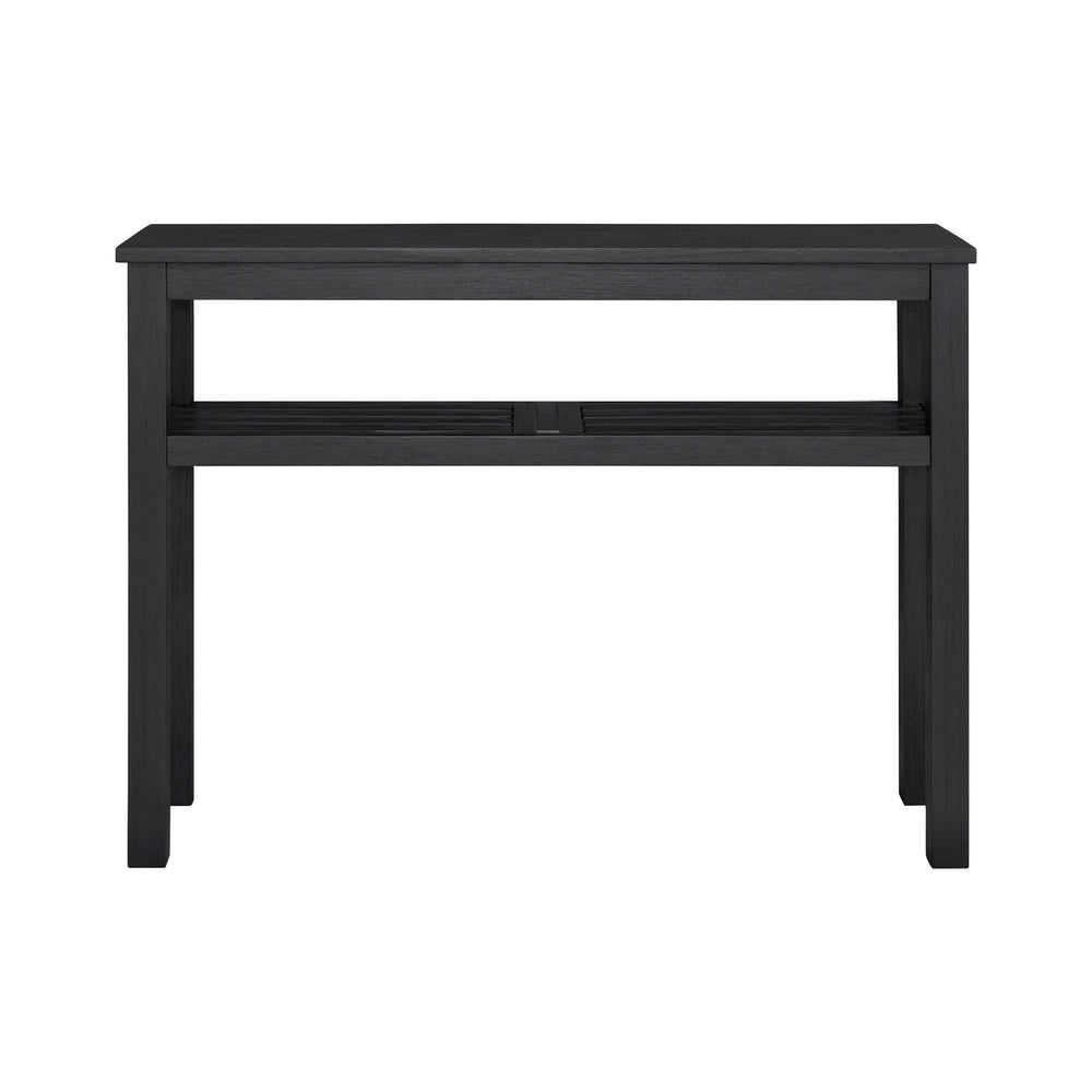 New Pacific Direct Tiburon Console Table - Modern Brushed Black Acacia Wood With Shelf For Foyer Or Living Room Décor Alto Black  801431-434-npd