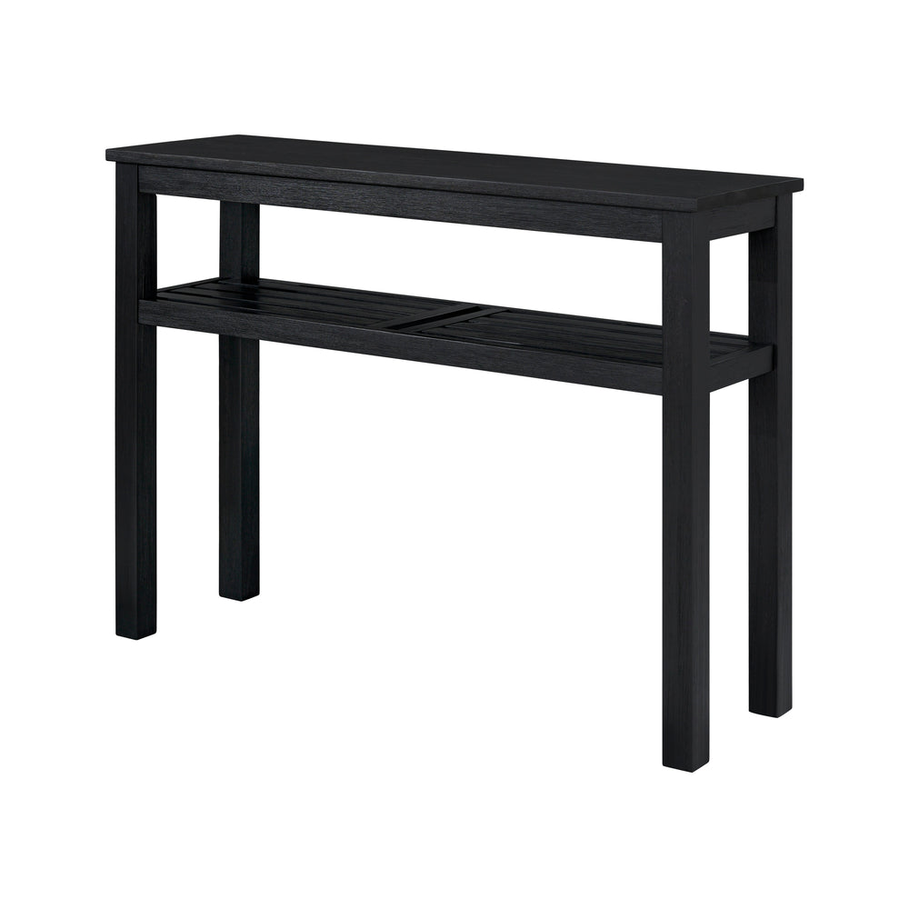 New Pacific Direct Tiburon Console Table - Modern Brushed Black Acacia Wood With Shelf For Foyer Or Living Room Décor Alto Black  801431-434-npd