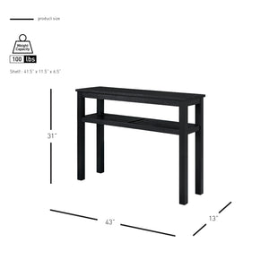 New Pacific Direct Tiburon Console Table - Modern Brushed Black Acacia Wood With Shelf For Foyer Or Living Room Décor Alto Black  801431-434-npd