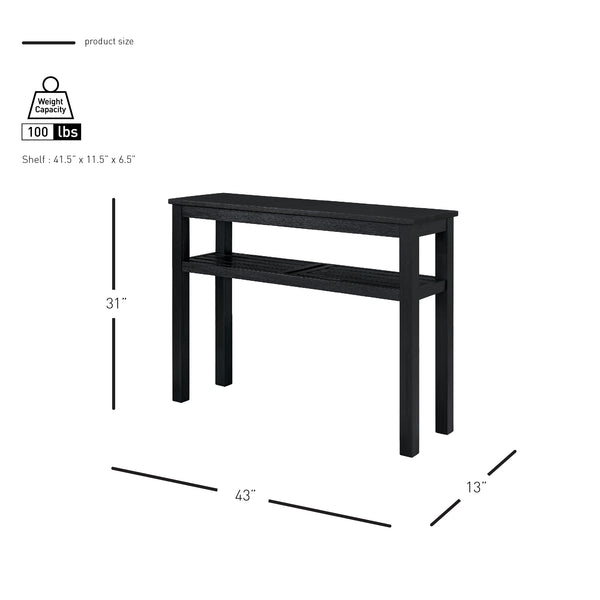 New Pacific Direct Tiburon Console Table - Modern Brushed Black Acacia Wood With Shelf For Foyer Or Living Room Décor Alto Black  801431-434-npd
