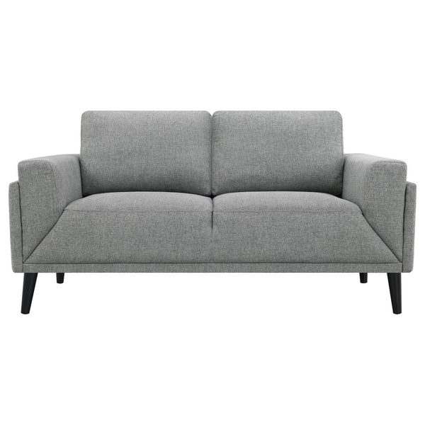 English Elm Andrena Track Arm Loveseat with Pocket Coil Support and Sleek Black Wood Legs B062P358305