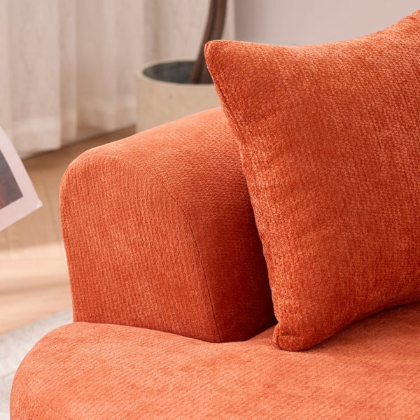 English Elm Crescent-shaped Cloud Sofa Three Seat Low Profile Chenille Living Room Curved Couch Orange W2012P375738