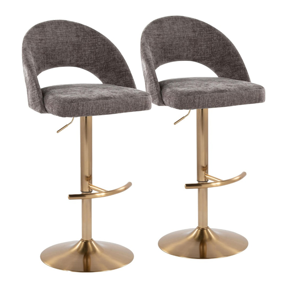 English Elm Adjustable Swivel Barstools Set of 2 Fabric Seat Black Metal Base Kitchen Counter B202S02000