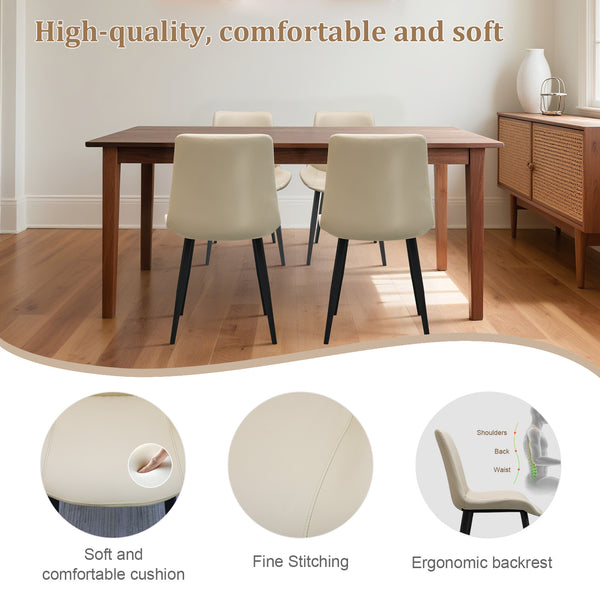 English Elm Beige Pu Leather Dining Chairs Set Of 2 - Modern, Durable, Ergonomic For Kitchen, Office & More! T3967P384117