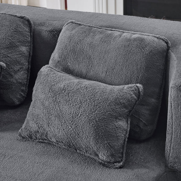 English Elm Queen Foldable Sofa Bed Plush Chenille Futon with High-Density Foam Convertible Sleeper Mattress Comfort Dark Gray W1829P280219