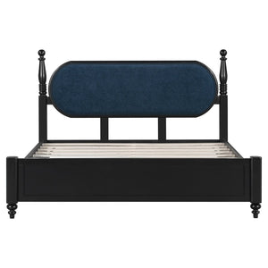 English Elm Queen Platform Bed Solid Wood Frame Velvet Upholstered Headboard Modern Bedroom N770PQ379968C