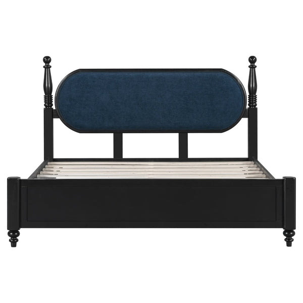 English Elm Queen Platform Bed Solid Wood Frame Velvet Upholstered Headboard Modern Bedroom N770PQ379968C