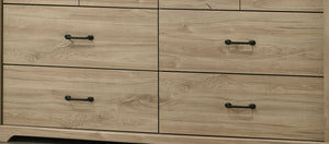 English Elm Elettra Six Drawer Wide Dresser Light Oak Laminate with Matte Black Hardware B2749P413341