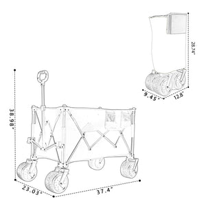 English Elm Collapsible Heavy Duty Folding Wagon with All-terrain Wheels for Beach and Camping W2932P253149