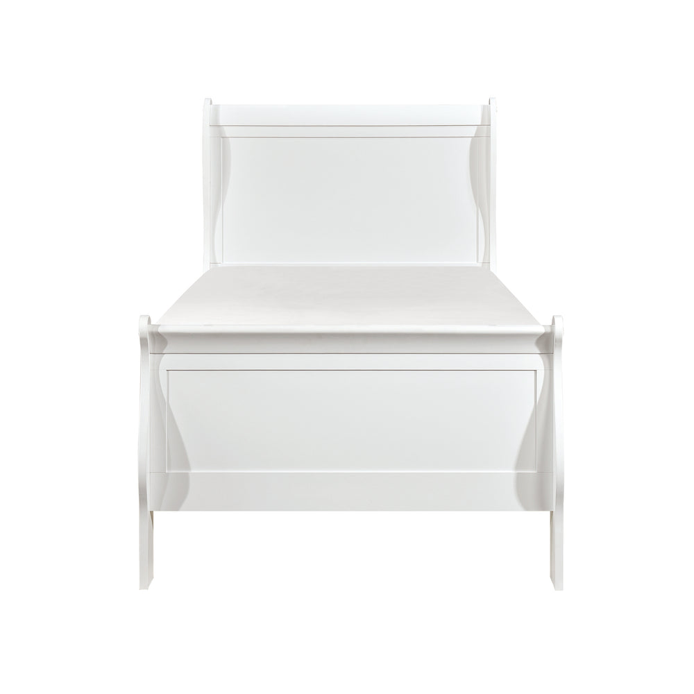 English Elm 1pc Mayville White Twin Sleigh Bed Louis Philippe Style Wooden Bedroom Furniture Classic Charm 92" B011S01787
