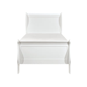 English Elm 1pc Mayville White Twin Sleigh Bed Louis Philippe Style Wooden Bedroom Furniture Classic Charm 92" B011S01787