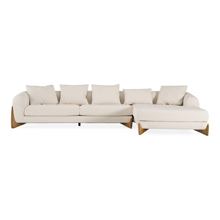 VIG Furniture Fleury Cream Fabric Right-Facing Chaise Sectional Sofa With Walnut Legs, Plush Feather-Foam Comfort & 800Lb Capacity VGCS-21073-S-CW-RAF