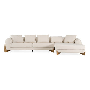 VIG Furniture Fleury Cream Fabric Right-Facing Chaise Sectional Sofa With Walnut Legs, Plush Feather-Foam Comfort & 800Lb Capacity VGCS-21073-S-CW-RAF