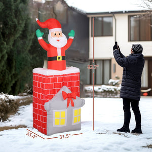 English Elm 7ft Animated Santa Chimney Inflatable Outdoor Holiday Decor with Led Night Display T3971P381226