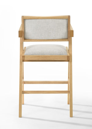 VIG Furniture Fern Modern Beige Counter Stool Set Of 2 — Natural Rubberwood Frame, High-Density Foam Seats, 26" Sh VGMA-MI-1116-BC-NB