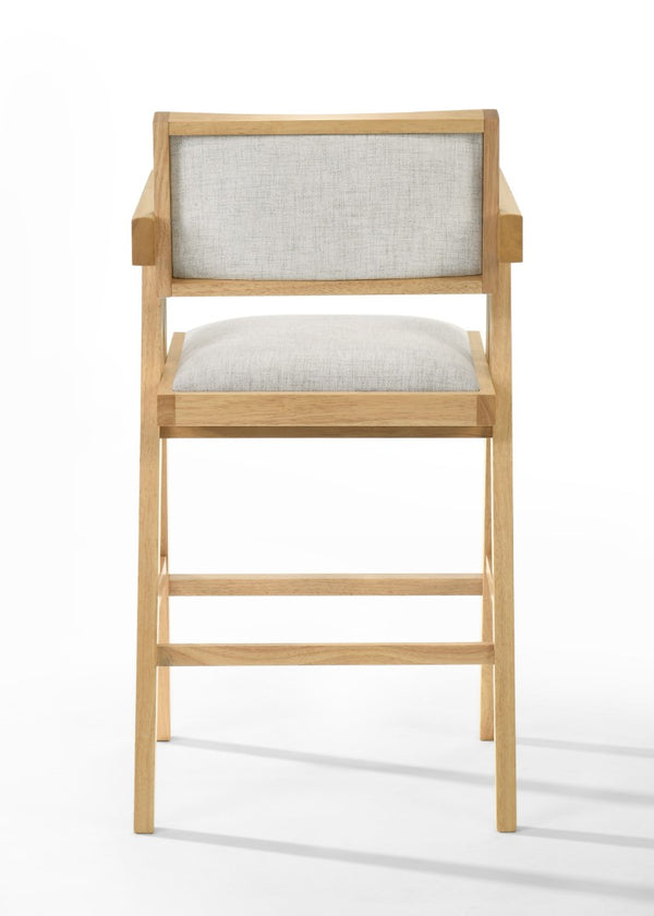 VIG Furniture Fern Modern Beige Counter Stool Set Of 2 — Natural Rubberwood Frame, High-Density Foam Seats, 26" Sh VGMA-MI-1116-BC-NB