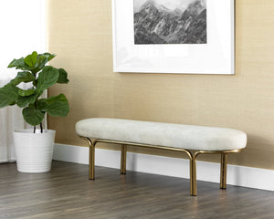 Sunpan Gwen Elegant Oval Bench with Gold Iron Frame - Stylish, Functional Accent for Any Space Nono Cream