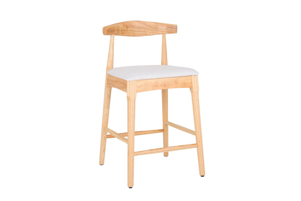 English Elm Mid-Century Solid Wood 24" Counter Stools with Upholstered High-Rebound Seat and Curved Backrest, Set of 2 Natural+Beige W2812P269425