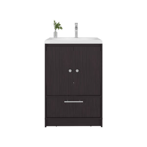 English Elm Bathroom Vanity with Sink Engineered Wood, Single Drawer Storage, Compact Modern Minimalist Design Black 34.25 L x 23.23 W x 13.39 H B097P350324