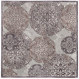 Unique Loom Aberdeen Chatsworth Machine Made Polka Dots Rug Violet, Ivory/Light Brown 5' 3" x 5' 3"