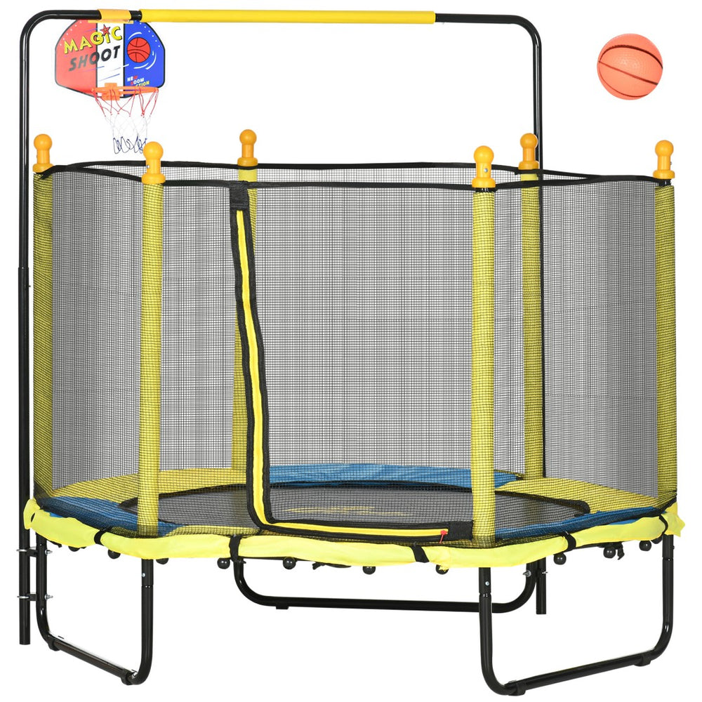 English Elm Qaba Indoor Kids Trampoline Springfree Bungee Safety Net Basketball Hoop Play W2225P200503