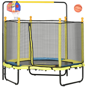 English Elm Qaba Indoor Kids Trampoline Springfree Bungee Safety Net Basketball Hoop Play W2225P200503