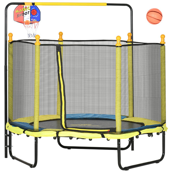 English Elm Qaba Indoor Kids Trampoline Springfree Bungee Safety Net Basketball Hoop Play W2225P200503