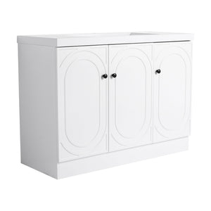 English Elm 48" Freestanding Bathroom Vanity with Thick Resin Sink, Soft-Close Doors, Adjustable Shelves, Durable Finish White W999S00275