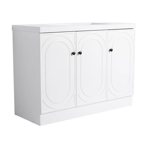 English Elm 48" Freestanding Bathroom Vanity with Thick Resin Sink, Soft-Close Doors, Adjustable Shelves, Durable Finish White W999S00275