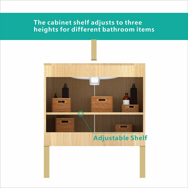 English Elm U093-Dalia30F-107 Natural Oak 30" Bathroom Vanity with Ceramic Sink, 20% More Storage & Soft-Close Doors W1865P207292