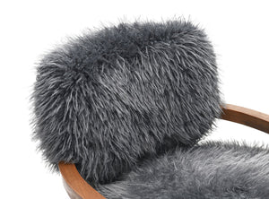 English Elm Charcoal Plush Faux Fur Accent Chair with Walnut Wood Arms — Cozy Modern Living Room Seating Charcoal grey 29 L x 30 W x 31 H B2741P401369