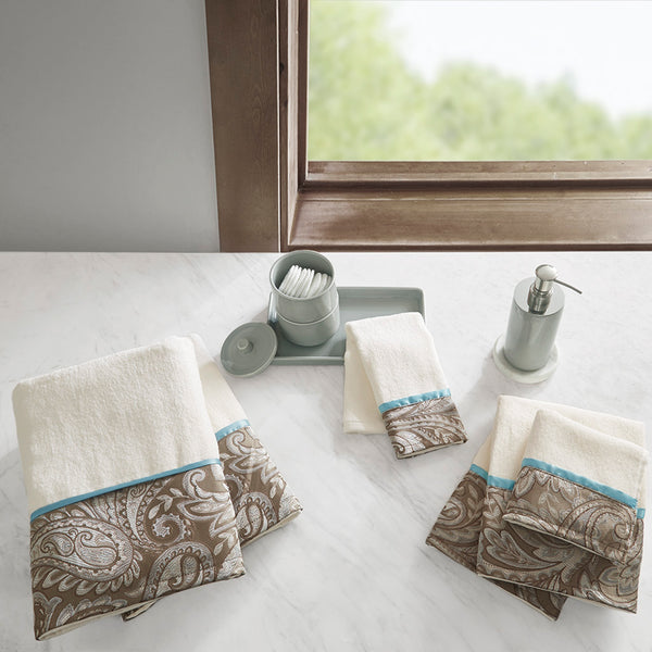 JLA Home Madison Park - 6 Piece Jacquard Towel Set – Plush 100% Cotton Spa Collection with Paisley Hem, OEKO‑TEX Certified Elegance MP73-5310