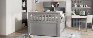 English Elm Twin Captain Platform Bed with Bookcase Headboard Four Drawers Pine Mdf Frame Gray GX001828AAE-1