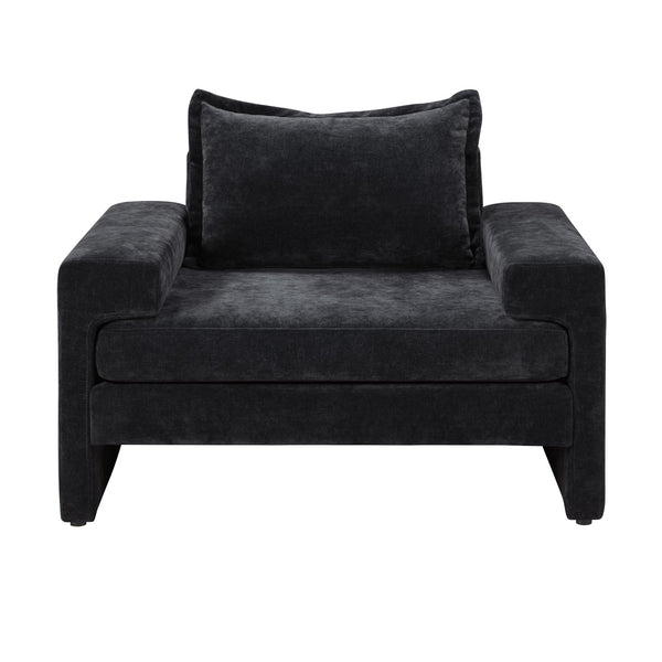 English Elm Christopher Knight Home® - Chenille Oversized Armchair with Thick Cushion and Wide Armrests, Ergonomic Back for Cozy Living Spaces Black N763P314419B