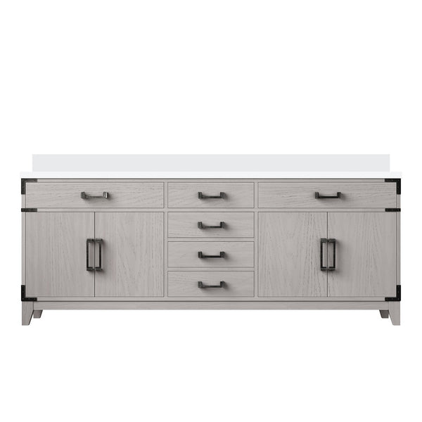 English Elm White Oak Double Bath Vanity 80" W X 22" D With Elegant White Quartz Top For Timeless Style B2731P259946-GIGA
