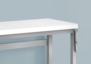 English Elm Computer Desk - Adjustable Standing Workstation, Modern White Laminate & Grey Metal, Compact Design B2710P219898