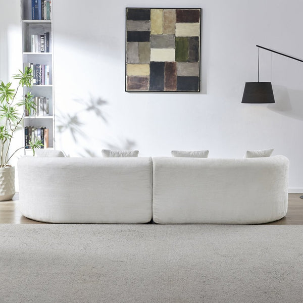 English Elm 111" L Shaped Cloud Sofa Plush Chenille Upholstered High Density Foam Apartment Living Room Beige W1669S00057