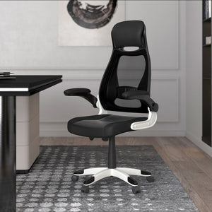 Worldwide Home Furnishings Figo-office Ergonomic Black Chair With Faux Leather, Mesh Back, Adjustable Height & Swivel Wheels Grey,Black Fabric,Metal 802-840bk