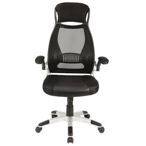 Worldwide Home Furnishings Figo-office Ergonomic Black Chair With Faux Leather, Mesh Back, Adjustable Height & Swivel Wheels Grey,Black Fabric,Metal 802-840bk