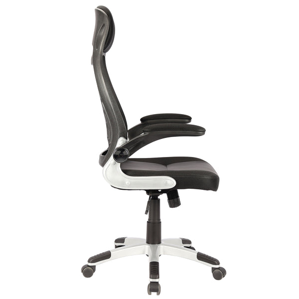 Worldwide Home Furnishings Figo-office Ergonomic Black Chair With Faux Leather, Mesh Back, Adjustable Height & Swivel Wheels Grey,Black Fabric,Metal 802-840bk