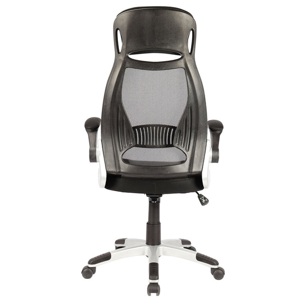 Worldwide Home Furnishings Figo-office Ergonomic Black Chair With Faux Leather, Mesh Back, Adjustable Height & Swivel Wheels Grey,Black Fabric,Metal 802-840bk