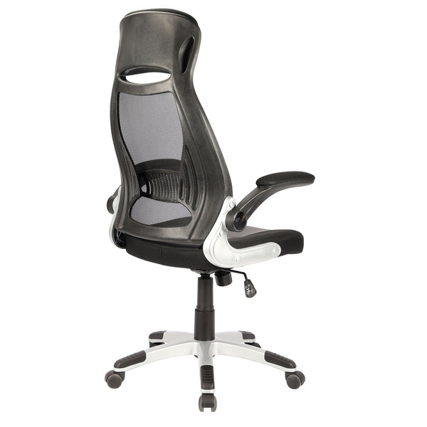Worldwide Home Furnishings Figo-office Ergonomic Black Chair With Faux Leather, Mesh Back, Adjustable Height & Swivel Wheels Grey,Black Fabric,Metal 802-840bk