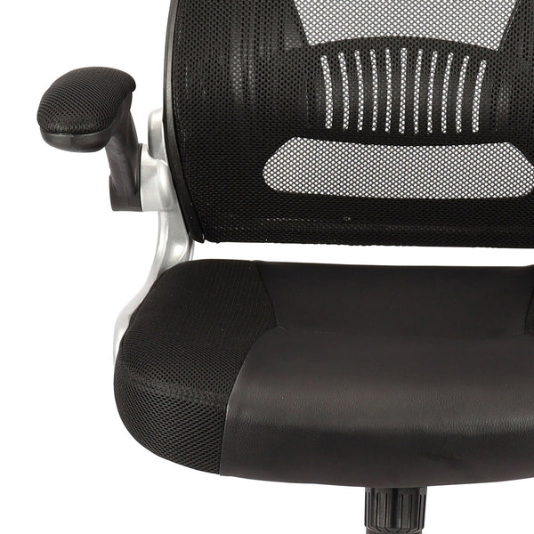 Worldwide Home Furnishings Figo-office Ergonomic Black Chair With Faux Leather, Mesh Back, Adjustable Height & Swivel Wheels Grey,Black Fabric,Metal 802-840bk