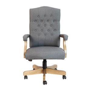 English Elm Derrick Gray Fabric Executive Swivel Chair - Ergonomic Comfort, Driftwood Arms & Classic Style 802-GR-GG