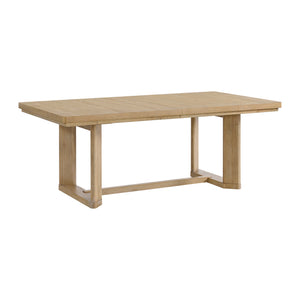 English Elm Wallace & Bay - Brown Trestle Table with Leaf – Contemporary Light Brown Wood Dining Table 80–104" Extendable, Easy-Care Elegance B361P384400