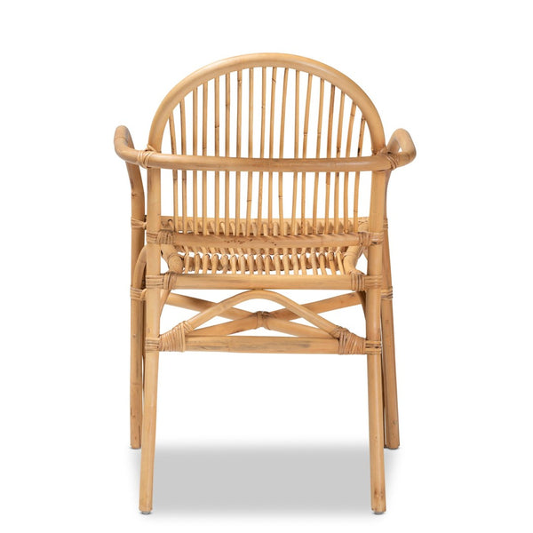 English Elm Modern Rattan Dining Chair Woven Round Back Boho Coastal Armchair Natural Finish B2750P420424