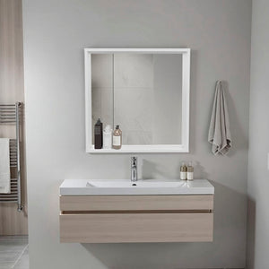 English Elm Quilcene Flush Mount Mirrored Medicine Cabinet White Lacquer Minimalist Bathroom B092P439894